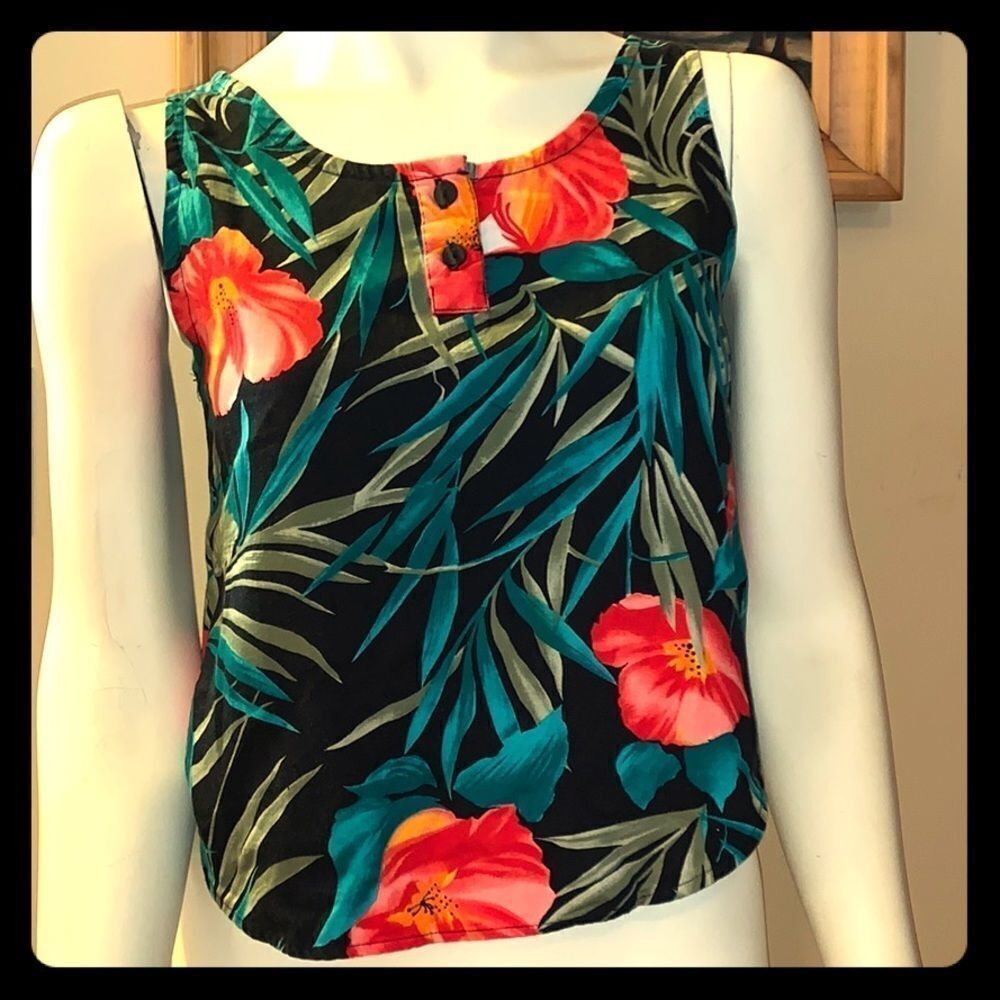 Vintage bright tropical tank top. Size small